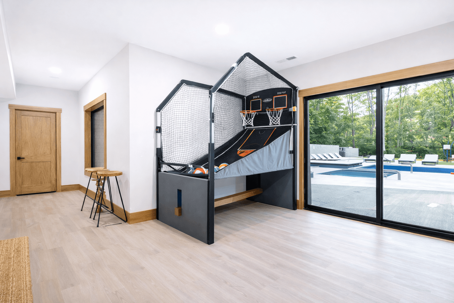 Pool table in game room